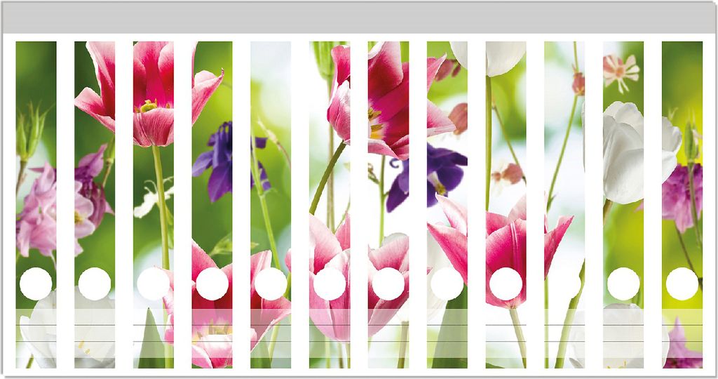 Wallario Ordnerrücken Sticker, selbstklebend für schmale Ordner, 12 Stück, Motiv Blühende Blumen im Frühling in pink und weiß