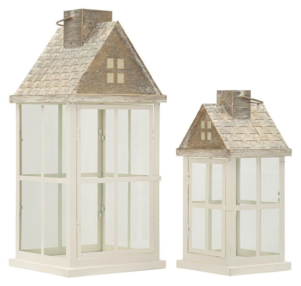 Mauro Ferretti Laternen-Set Home Weiß Grau 2-teilig 55cm 37,5cm