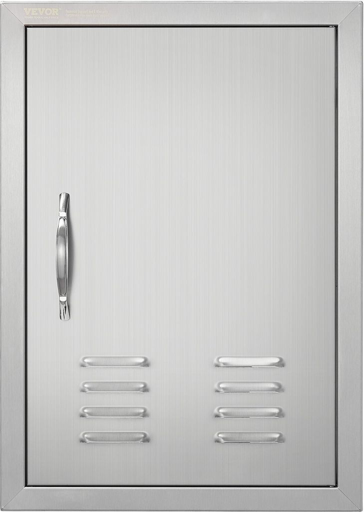 Grill-Zugangstür, 610 x 431 mm, Einzelne Außenküchentür, Flächenbündig Montierte Edelstahltür, Vertikale Wandtür mit Griff, Lüftungsschlit...