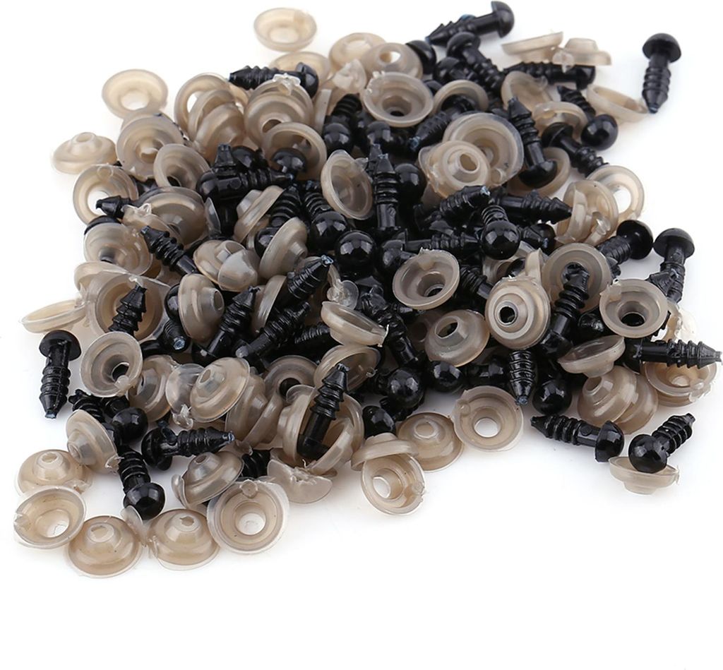 100 Prozent schwarze Plastikpuppen Augen für Teddybär Feltze Spielzeug Puppen -DIY -Handwerk Accessoire 12mm