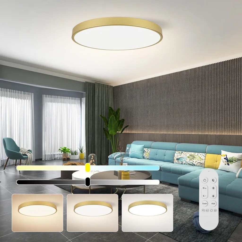Immax NEO LITE SEMPLICI Plafonnier Connecté WiFi 80cm 96W Doré