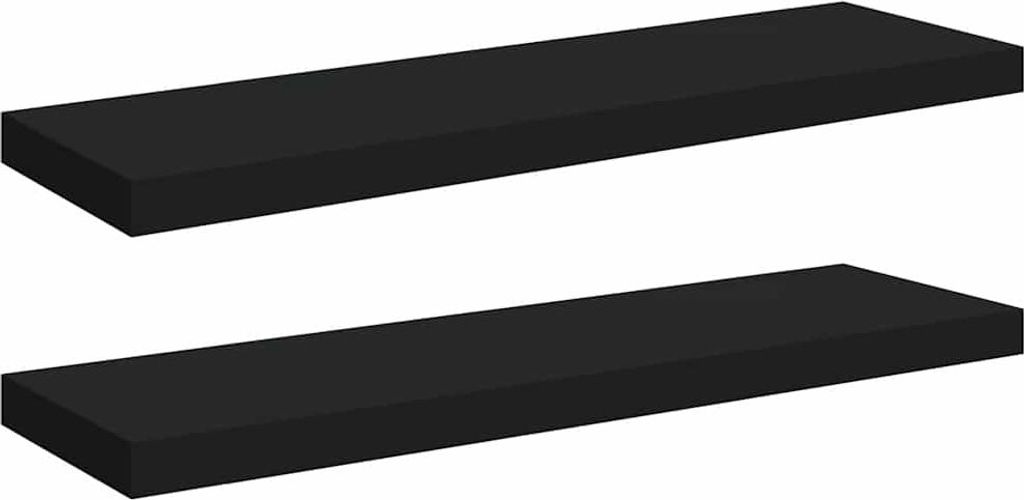 vidaXL Schweberegale 2 Stk. Schwarz 80x23,5x3,8 cm MDF