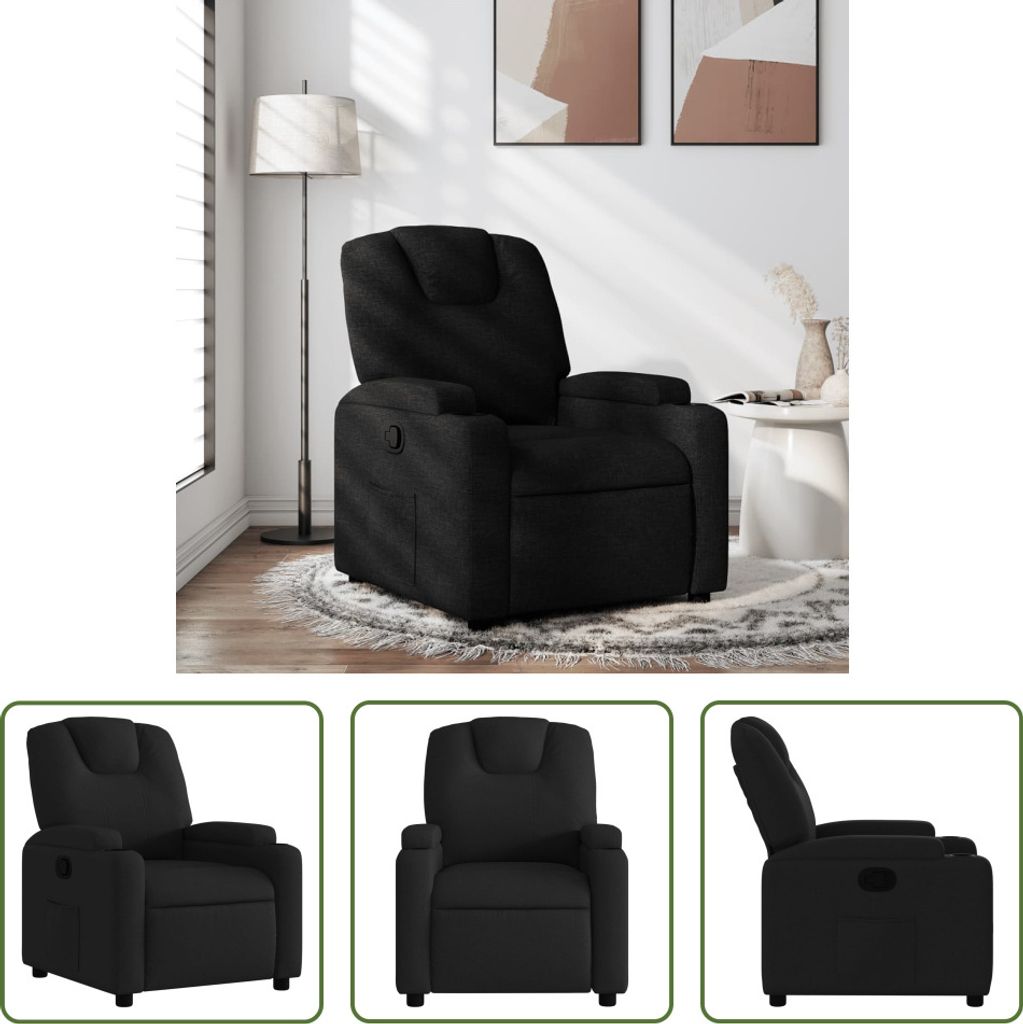 The Living Store Relaxsessel Schwarz Stoff