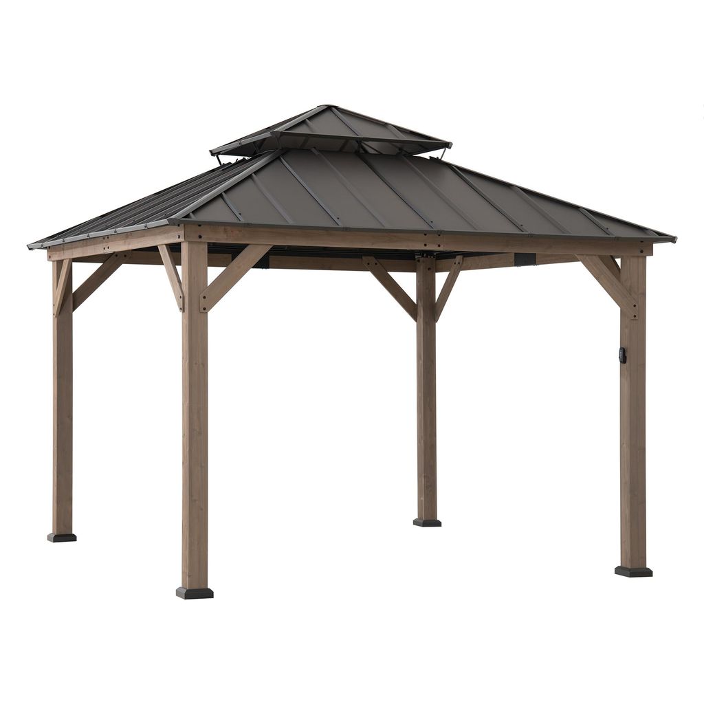 Zedernholz Gazebo KAPS mit Solar - 330cm x 330cm, anthrazit