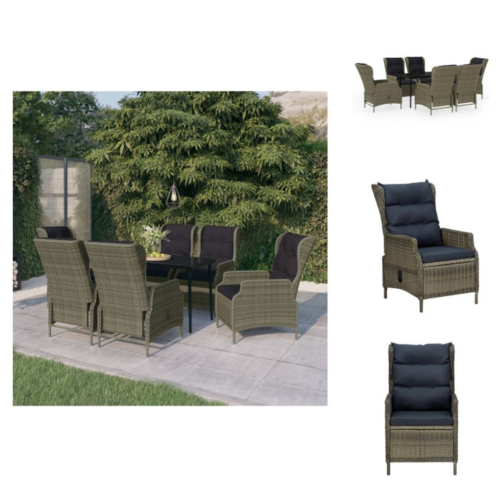 vidaXL 7-tlg. Garten-Essgruppe Braun - Gartenmöbel-Sets