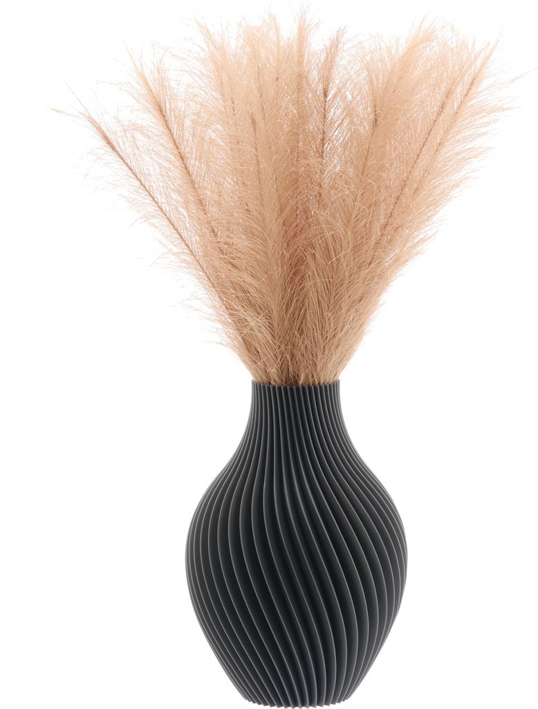 3D Druck Deko Vase Flasche für Kunstblumen Blumenvase Trockenblumen für Pampasgras Höhe 25cm Grau Vase für Bauklotzblumen