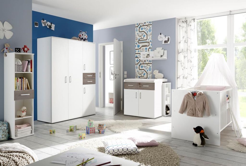 Babyzimmerset Sienna 7tlg weiß matt nelson eiche Produktbild 