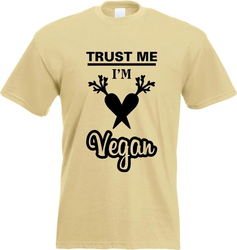 Kiwistar - T-Shirt - Khaki - Trust me, im vegan Veganer Motiv Bedruckt Funshirt Design Print - mit Motiv Bedruckt - Funshirt Design - Sport - Freiz...