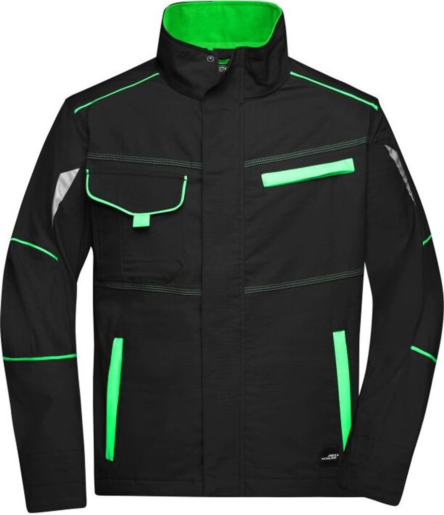 Workwear Jacket - COLOR - black/lime-green, Gr. XL