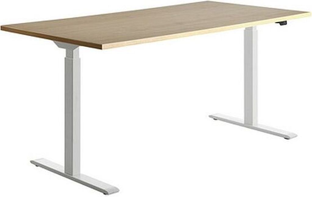 Topstar Sitz-/Steh-Schreibtisch, (B)1.600 mm, weiß elektr. höhenverstellbar Ahorn