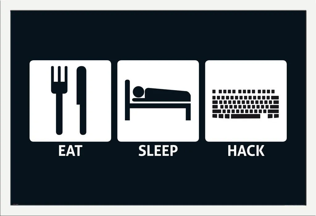 Offerta Poster Eat Sleep Hack + Cornice Shinsuke Bianco 61x91,5cm