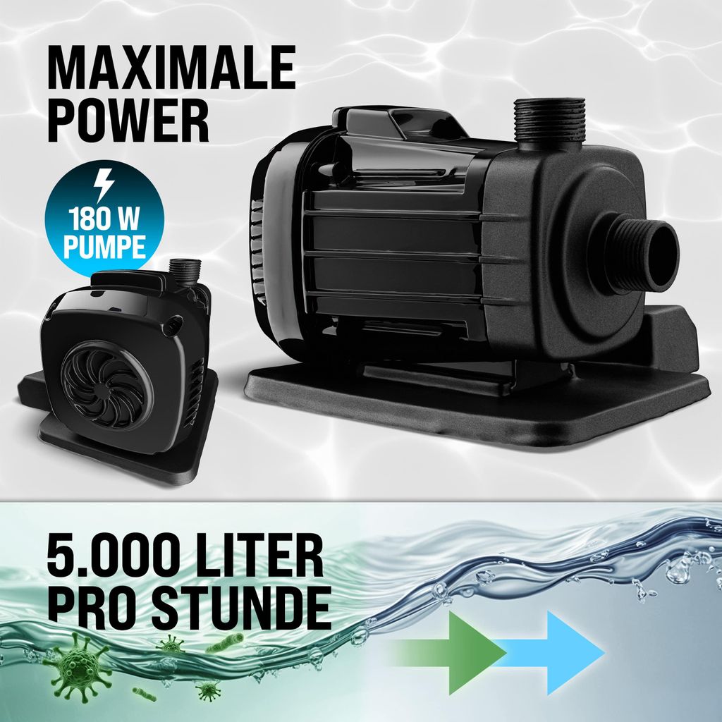 MONZANA Sandfilteranlage MZPF180 5000 l/h bis 15.000L Pool mit Filterbällen 7 Wege Ventil 2in1 Adapter Ø32-38mm 180W Filteranlage Pumpe Filterk...