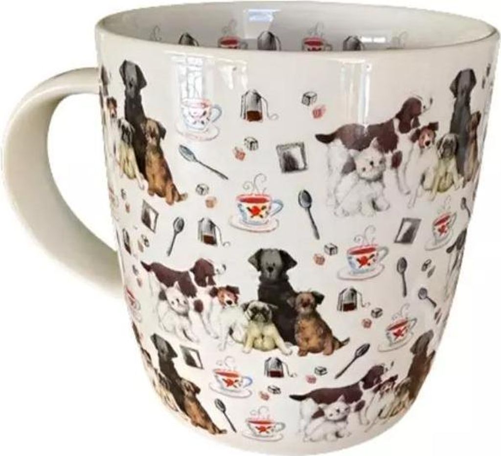 Kubek ceramiczny M110 z motywem psów i herbaty 400 ml