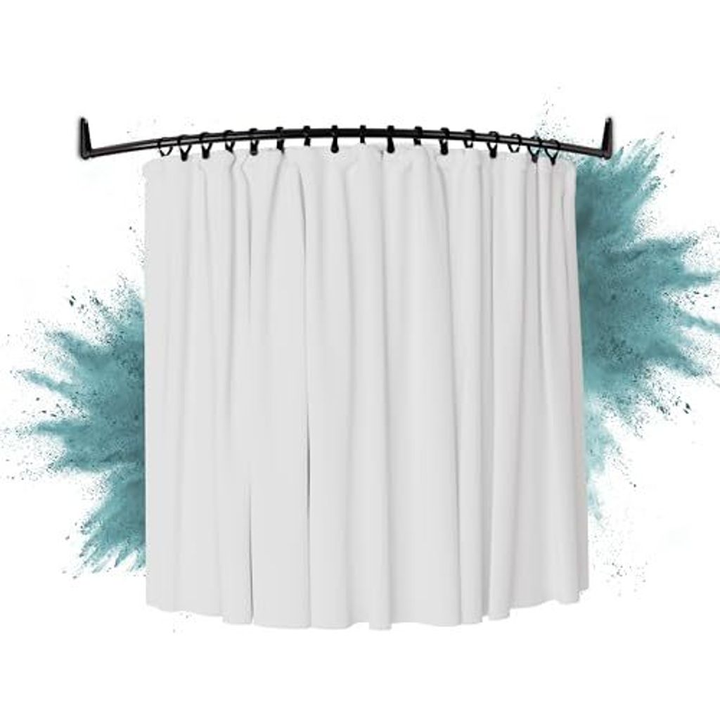 Erica Duschvorhangstange Ecke, 140x140 cm, Duschstange Winkel, Wandmontage für Badewannen, unterstützt ohne Deckenbefestigung, Schwarz