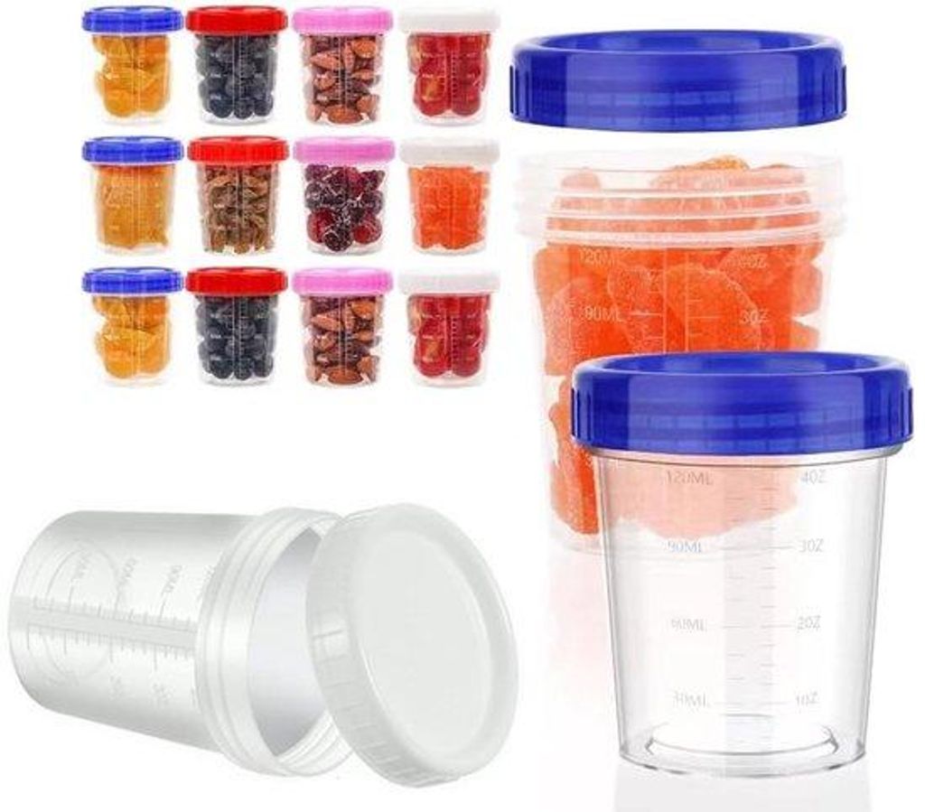 Kunststoff-Deepfryer-Boxen-Set mit Deckeln, kleine Plastik-Dosierbehälter, 12er-Portionierkästchen, 120 ml Mini- Essensbehälter mit Deckeln, Ma...