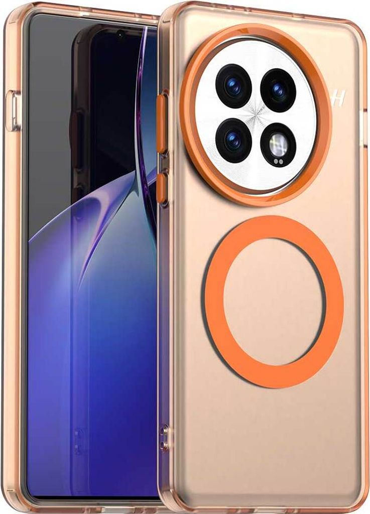Magnetisch Hülle für OnePlus 13, Schlank Durchscheinend Matt Stoßfest Handyhülle Orange