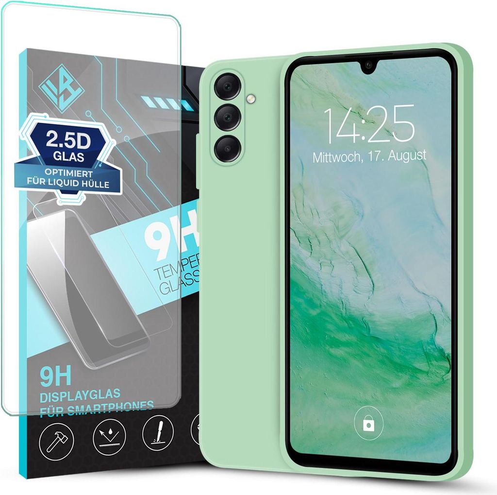 Hülle für Samsung Galaxy A13 5G mit 9H Displayglas Displayschutz Case Cover Bumper Smartphone Softgrip Schutzhülle Farbe: Türkis