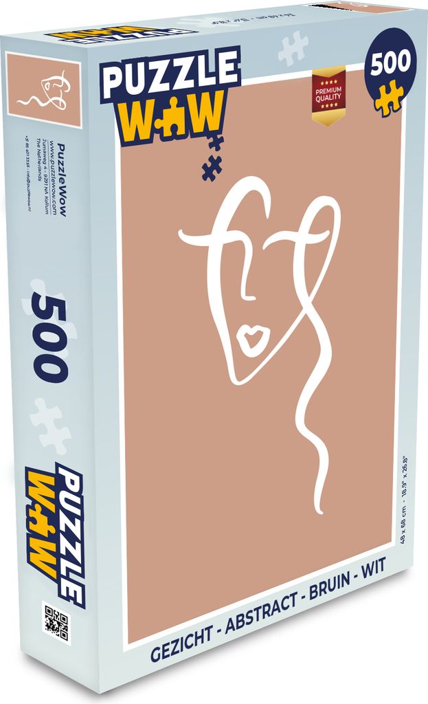 MuchoWow Puzzle 500 Teile Gesicht - Abstrakt - Braun - Weiß - Denken - Spiel - Toy