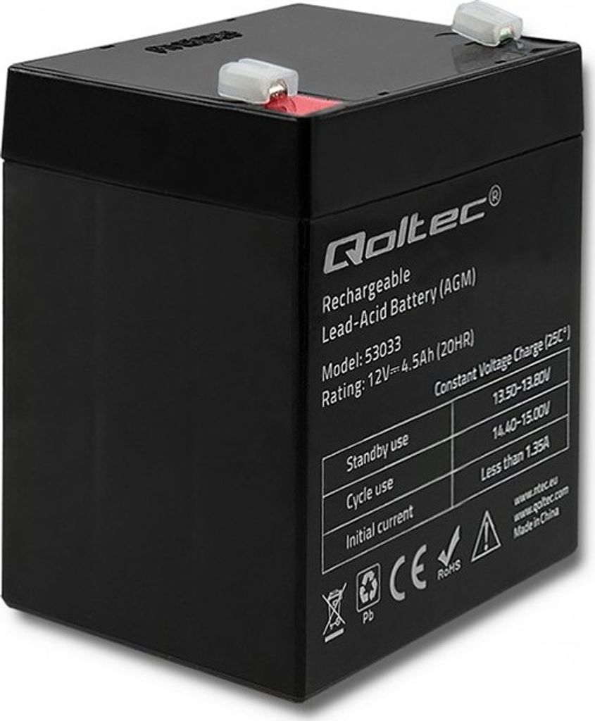 Qoltec 53033 autobaterie AGM (Absorbed Glass Mat) 4,5 Ah 15 Obrázek produktu 