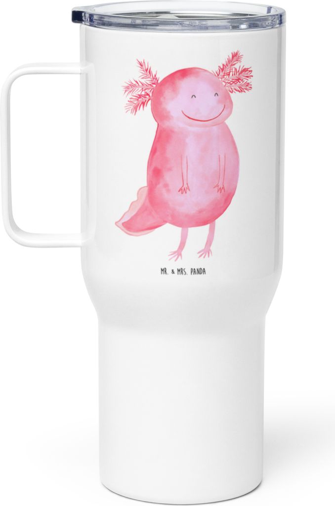 Mr. & Mrs. Panda Thermobecher Axolotl Glücklich - Weiß - Geschenk, getränkebecher, Kaffee-Thermobecher, Schwanzlurch, Teetasse, gut Gelaunt, Leb...