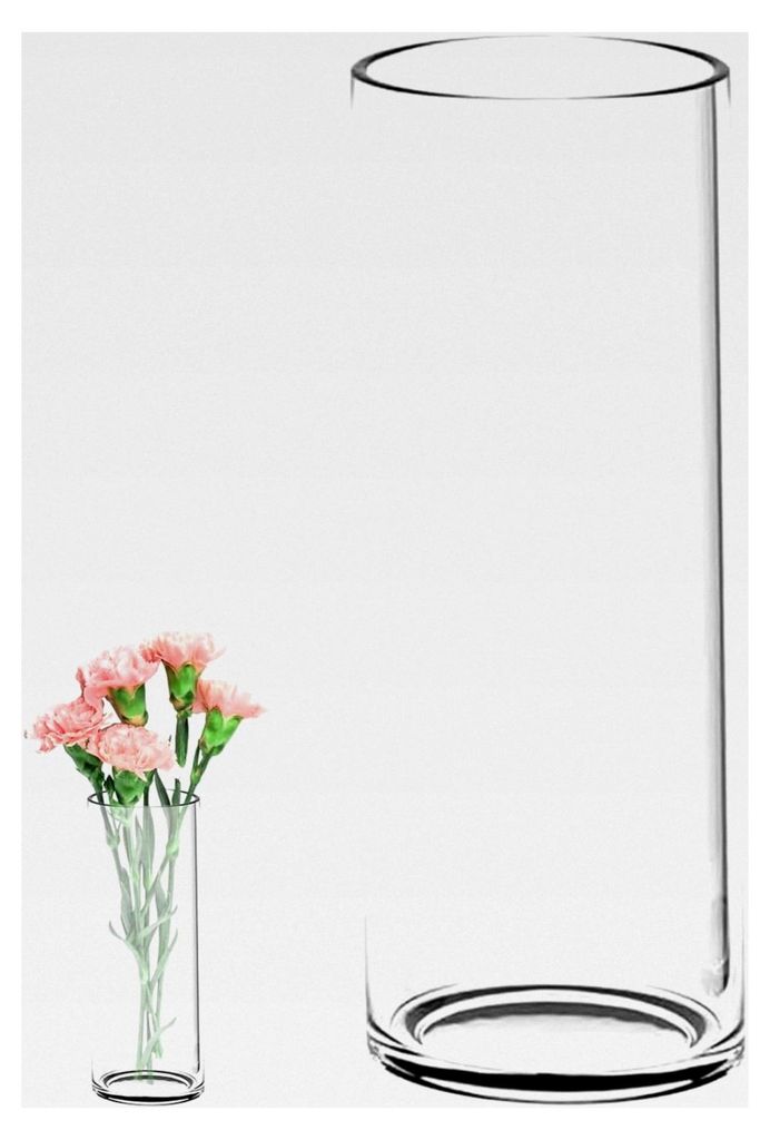 Glasvase Zylinder 35 cm hoch, große Blumenvase aus Glas, Ø 12 cm, geeignet für Stumpenkerzen und Schwimmkerzen, für Hochzeits- und Wohnungsdeko...