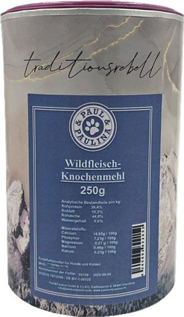 Paul & Paulina Wildfleischknochenmehl 250g Knochenmehl vom Produktbild 