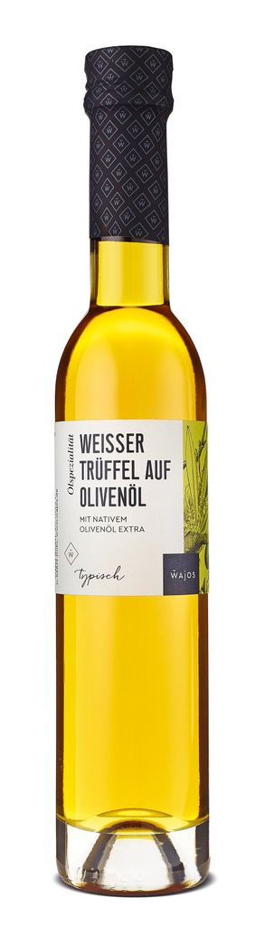 Wajos Olivenölspezialität Weißer Trüffel auf Olivenöl mit Produktbild 