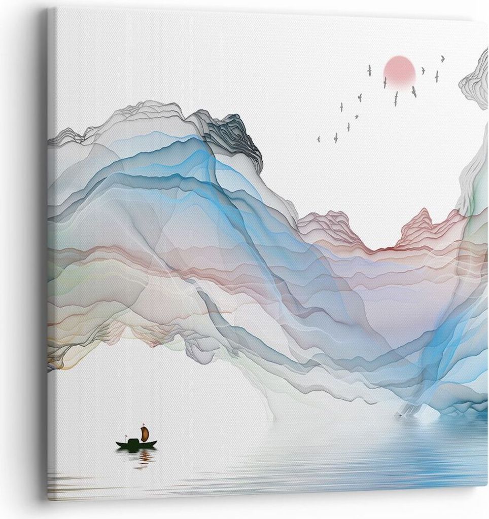 Bild auf Leinwand - Leinwandbild - Einteilig - Wellen Berge Fee - 40x40cm - Wand Bild - Wanddeko - Wandbilder - Leinwanddruck - Bilder - Wanddekora...