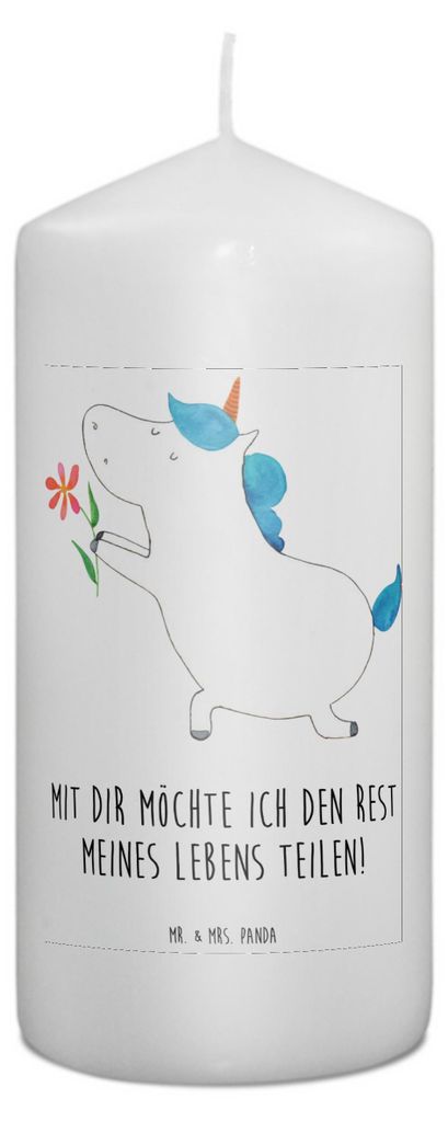 Mr. & Mrs. Panda Kerze Einhorn Blume 15 x 7 cm - Weiß - Produktbild 