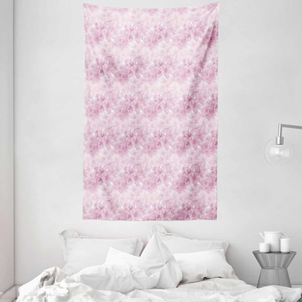 ABAKUHAUS Kirschblüte Wandteppich und Tagesdecke, Cage Art-Motiv aus Weiches Mikrofaser Stoff Waschbar ohne Verblassen Digitaldruck, 140 x 230 cm,...