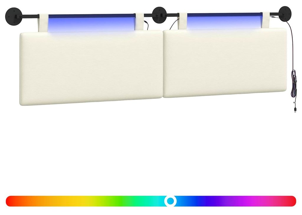 Hängendes Kopfteil Mit LED Licht Creme Cordstoff