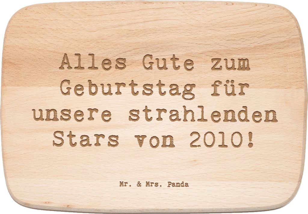 Mr. & Mrs. Panda Holzbrett Spruch 2010 Geburtstag Stars - Transparent - Geschenk, Küchenbrett, Geburtstagsgeschenk, Schneidebrett, persönliche Ü...