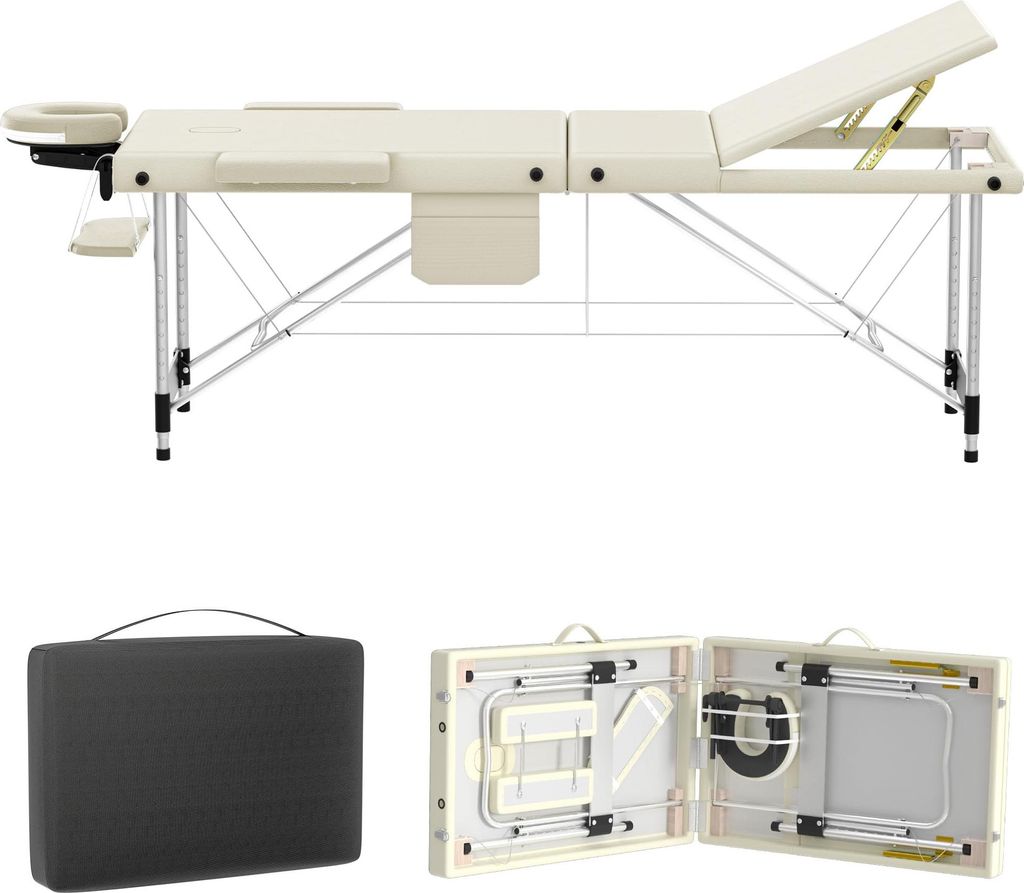 TWOLIIN Massageliege aus Aluminium klappbar und höhenverstellbar mit 3 Zonen, 230 kg Traglast, 8,5 cm Schaumstoffpolsterung, inklusive Tragetasche...