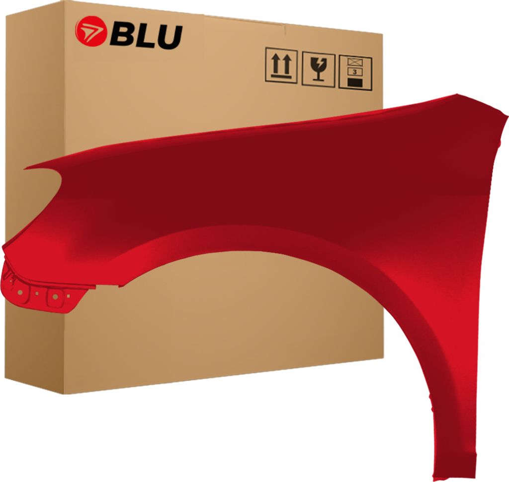 BLU Kotflügel Passend für VW Volkswagen GOLF VI 6 KOMBI LY3D Links Rot TornadoRot | 2008-2016 | Vorderseite Vorne | Lackiert | Einbaufertig