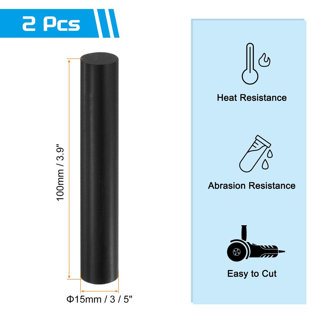 2 Stš¹ck ABS Kunststoffst?be, Durchmesser 15mm L?nge 100mm Kunststoffstab Rund fš¹r Mechanischer Einsatz, Schulprojekt, Werkstattanwendung, DIY...