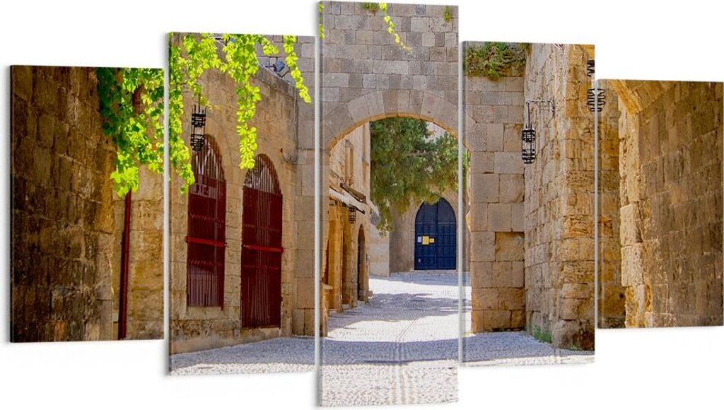 Bild auf Leinwand - Leinwandbild - Straße Geschichte Architektur Denkmal - 160x85cm - Wand Bild - Wanddeko - Leinwanddruck - Bilder - Kunstdruck -...