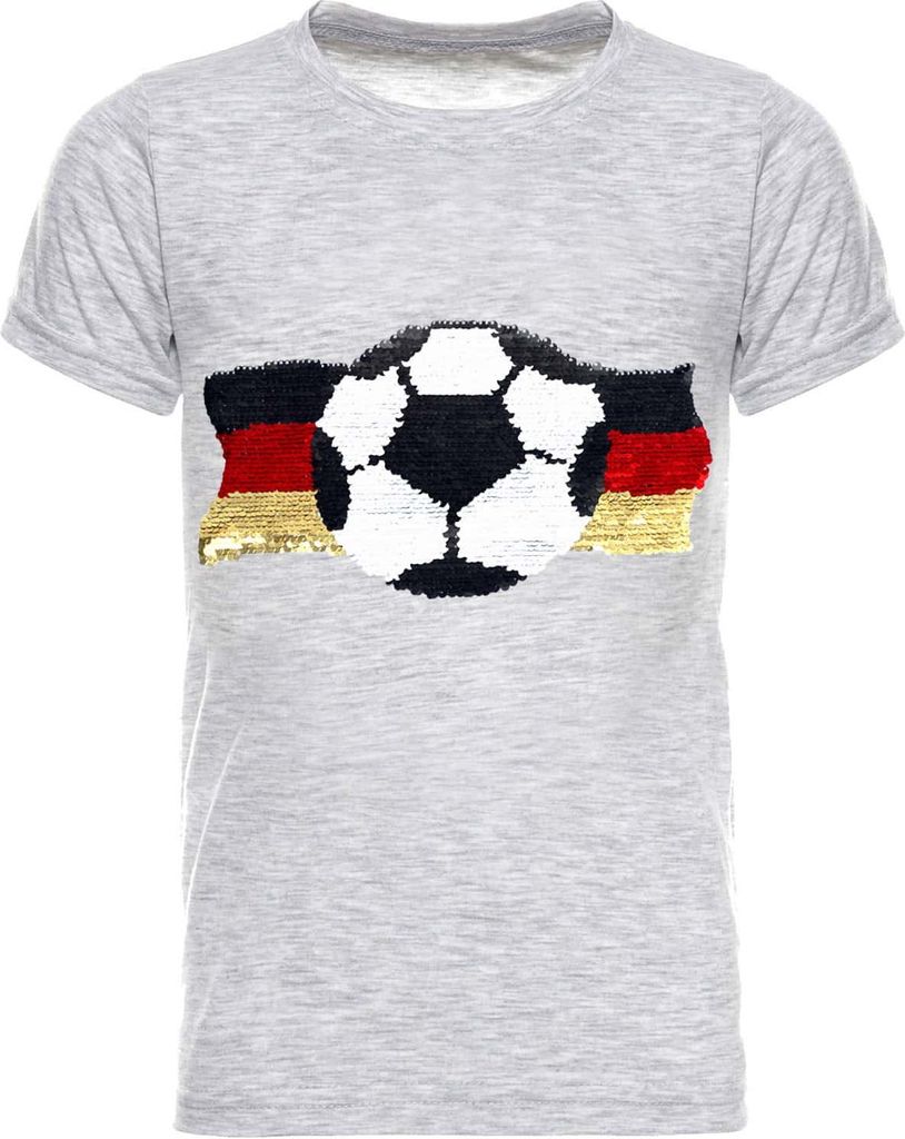 Jungen Wende Pailletten Deutschland Shirt mit Fussball EM 2024 Grau 104