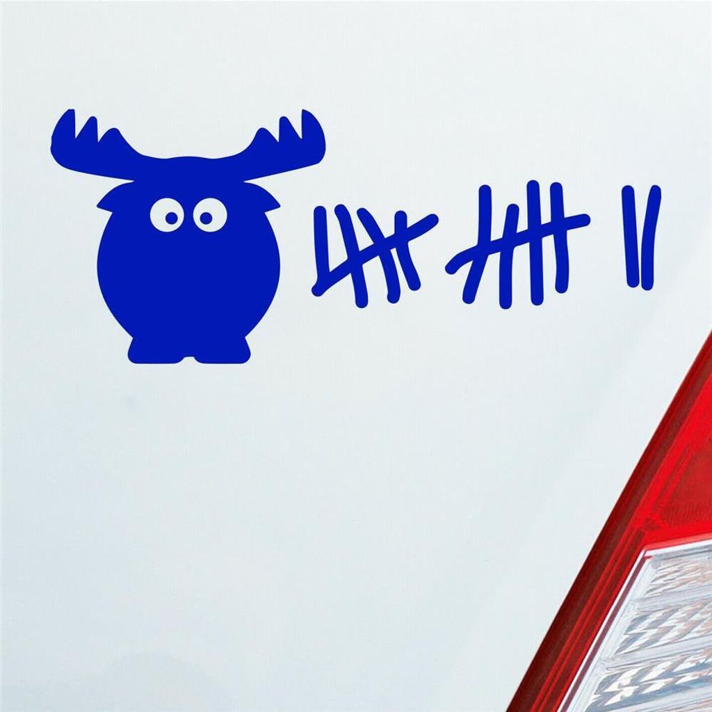 Auto Aufkleber Elch Liste Kills Drive Fast Strichliste 6x15 cm Dunkelblau Sticker Heckscheibenaufkleber