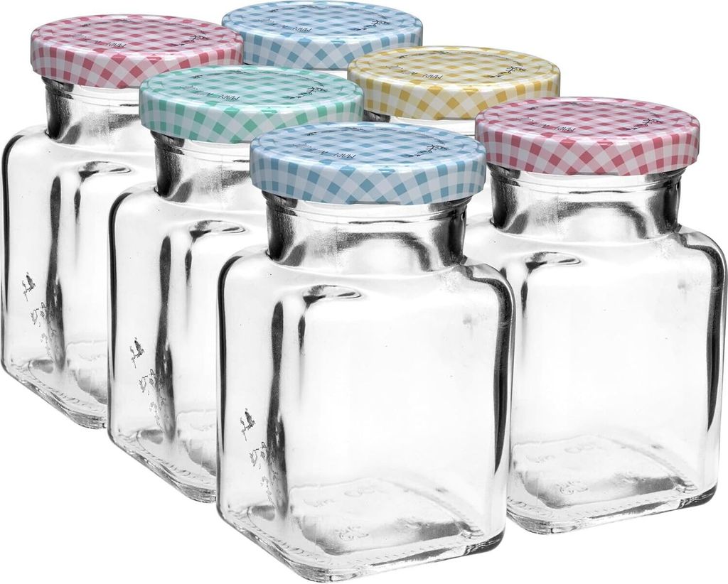 6 Stück 150ml Vorratsgläser Set Schraubverschluss Einweckgläser Marmeladengläser