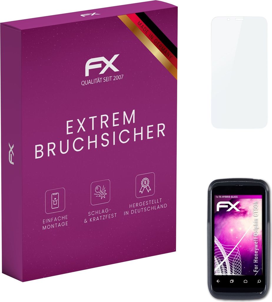 atFoliX FX-Hybrid-Glass Displayfolie kompatibel mit Honeywell Dolphin CT50h Glasfolie