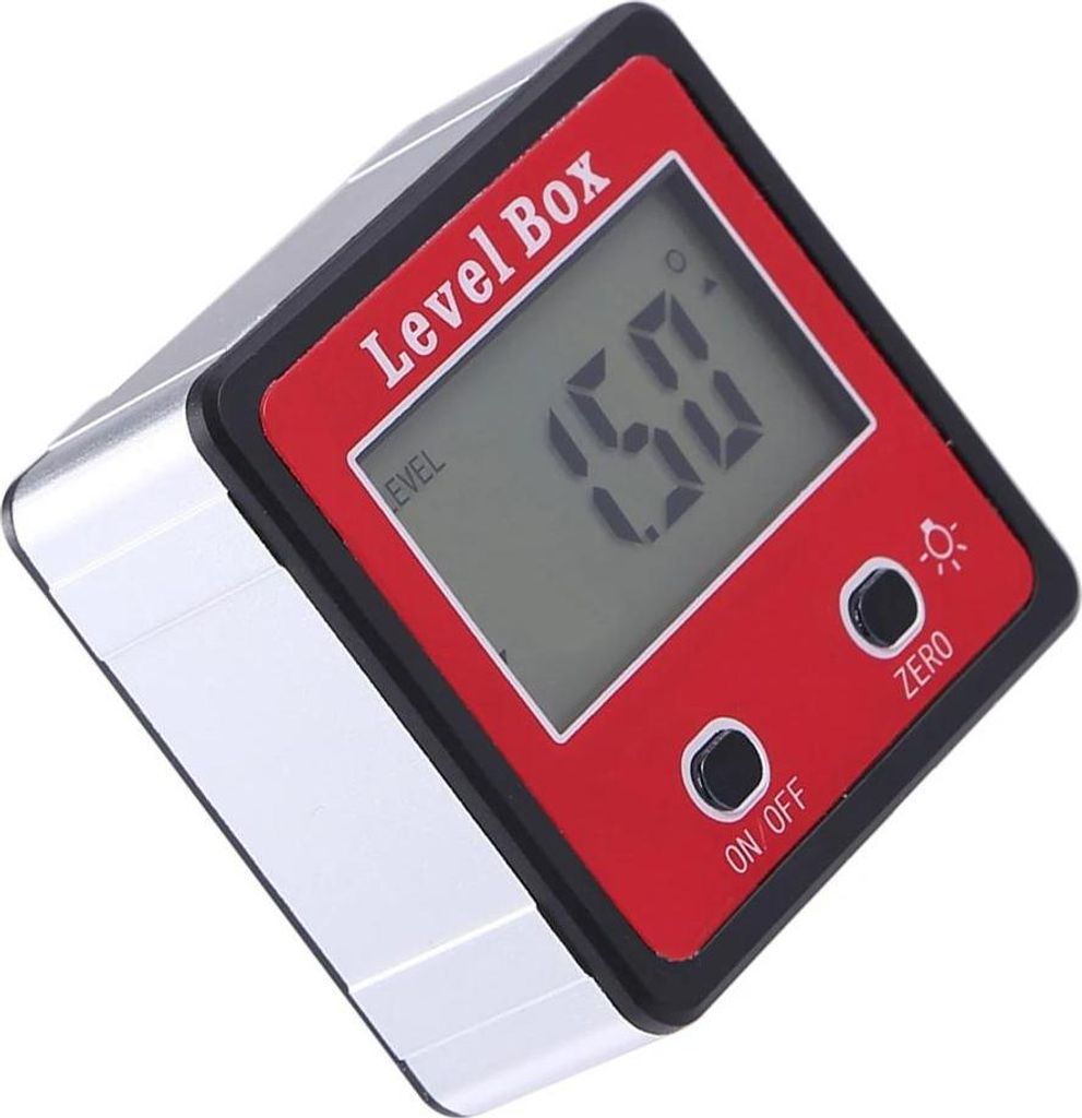 Digitaler Winkelmesser - Inklinometer/Elektronische Wasserwaage - Magnetfuß - Ohne Batterie - Rot