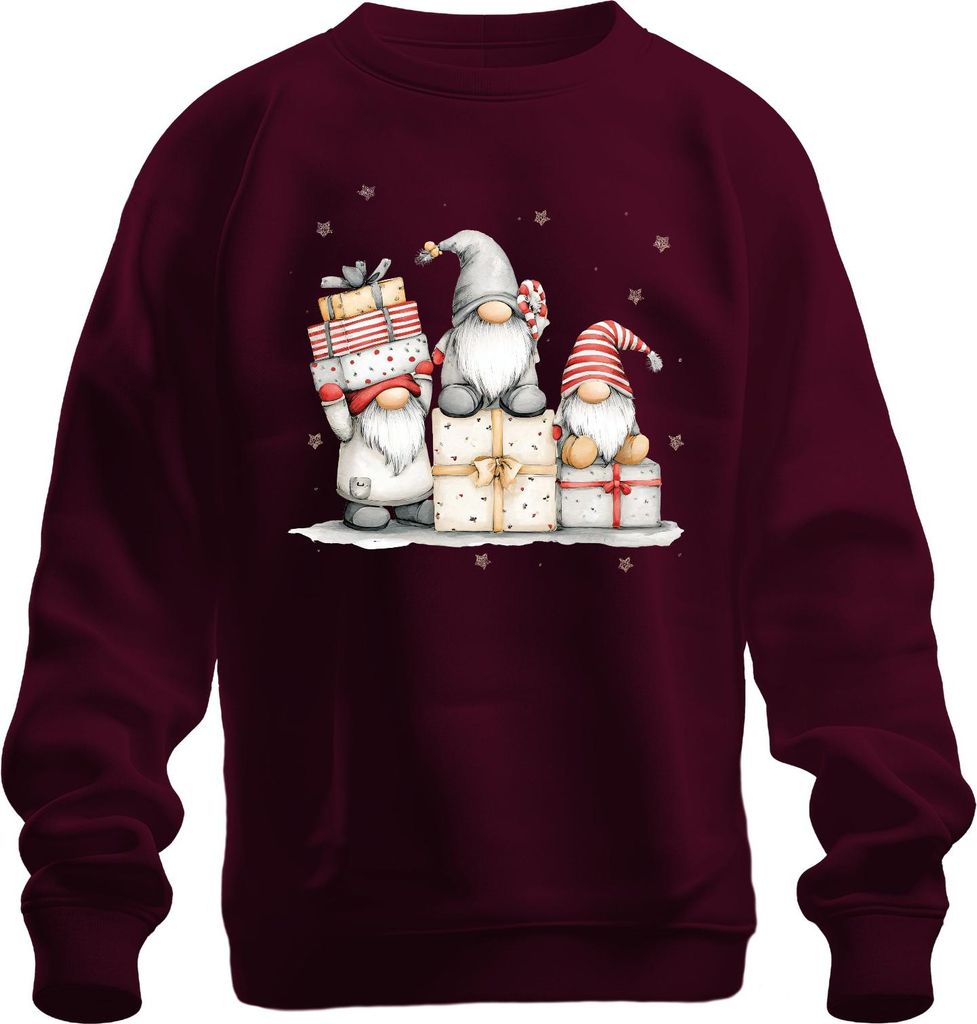 Weihnachtswichtel Geschenke Zuckerstange Sterne Niedlich Retro Uni Sweatshirt Pullover, Burgundy, M