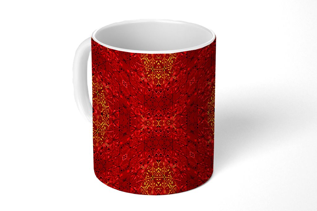 KitchenYeah Tasse Kaffeetasse Kaffeebecher 350 ml Muster - Abstrakt - Rot Teetasse - Fototasse - Becher - Keramikbecher - Teebecher - Kaffeetasse...