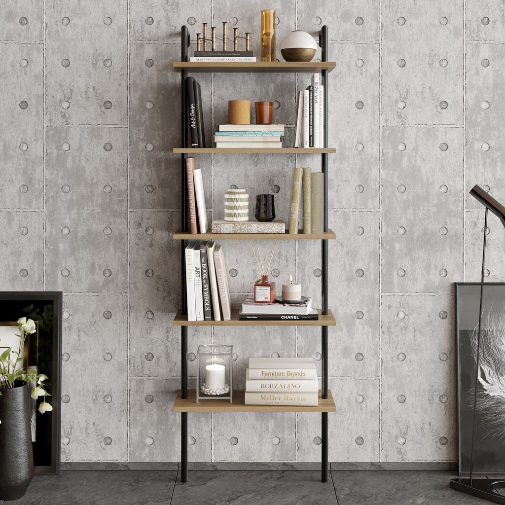 Skye Decor, Paula - Walnut, Black, Bücherregale, Nussbaum, 60 x 174 x 22 cm