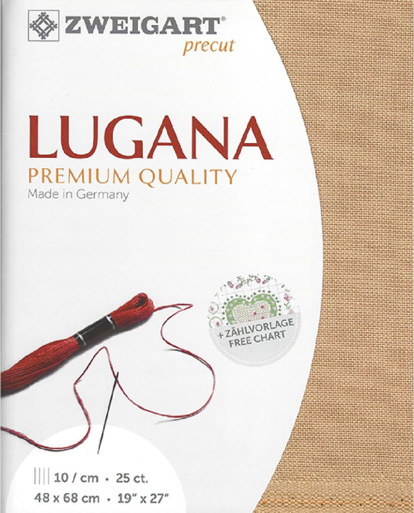 Zählstoff LUGANA Zweigart Precut 25 ct. 3835 Farbe 359 sand, Handarbeitsstoff für Stickerei 48x68 cm