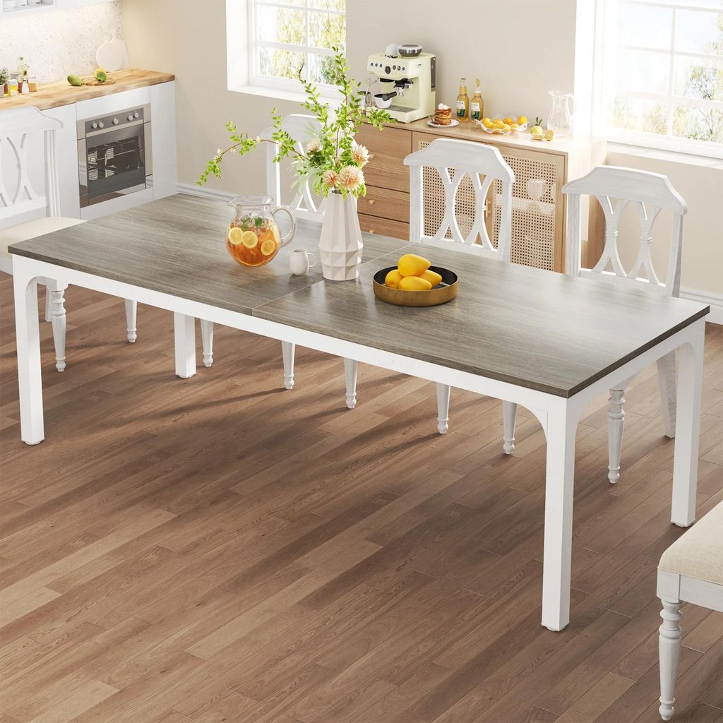 Esstisch - YS0060 - Schmal rechteckig 200×70×75 cm - Für bis zu 10 Personen - Holz - Eiche-Finish - Khaki