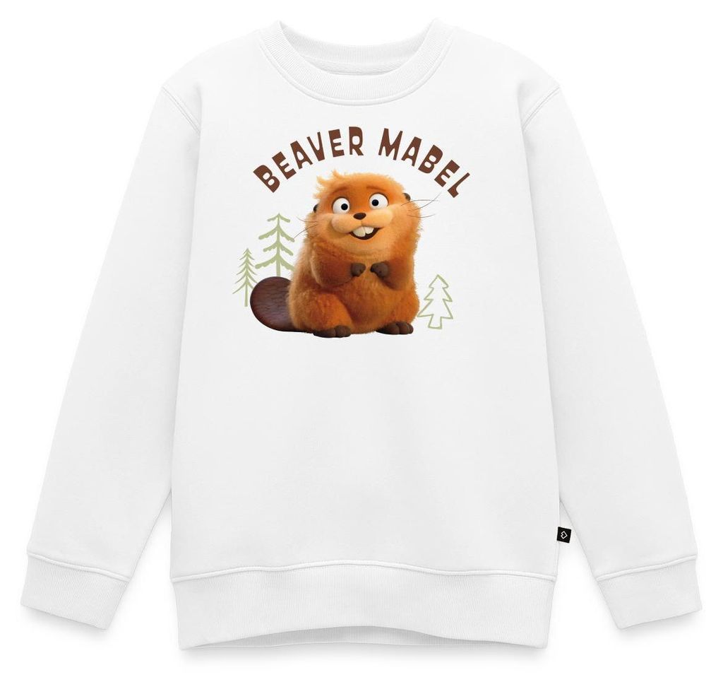 Spreadshirt Hoppers Bieber Mabel Mit Bäumen Kinder Premium Pullover, 158/164 (12 Jahre), Weiß