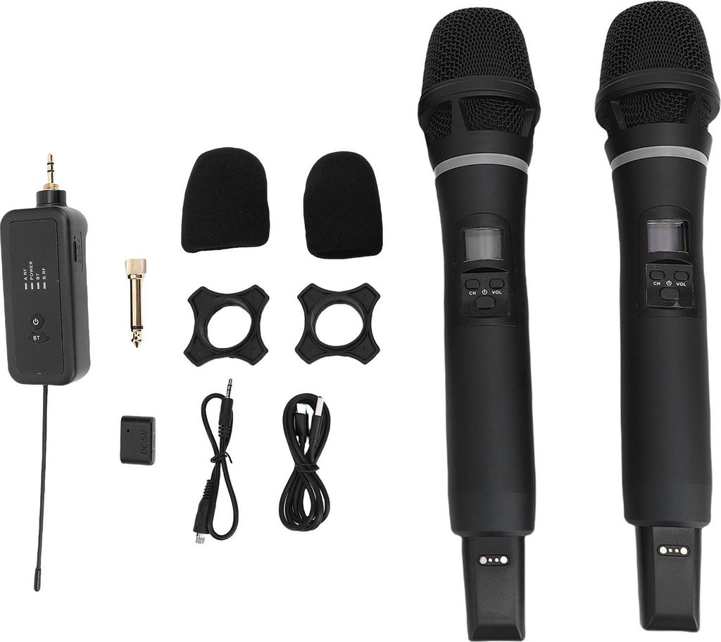 2PCS Wireless Microphone Professional Rechargeable Handheld Cordless Mic Set mit Empfänger für Singen Karaoke Hochzeit Party Speech
