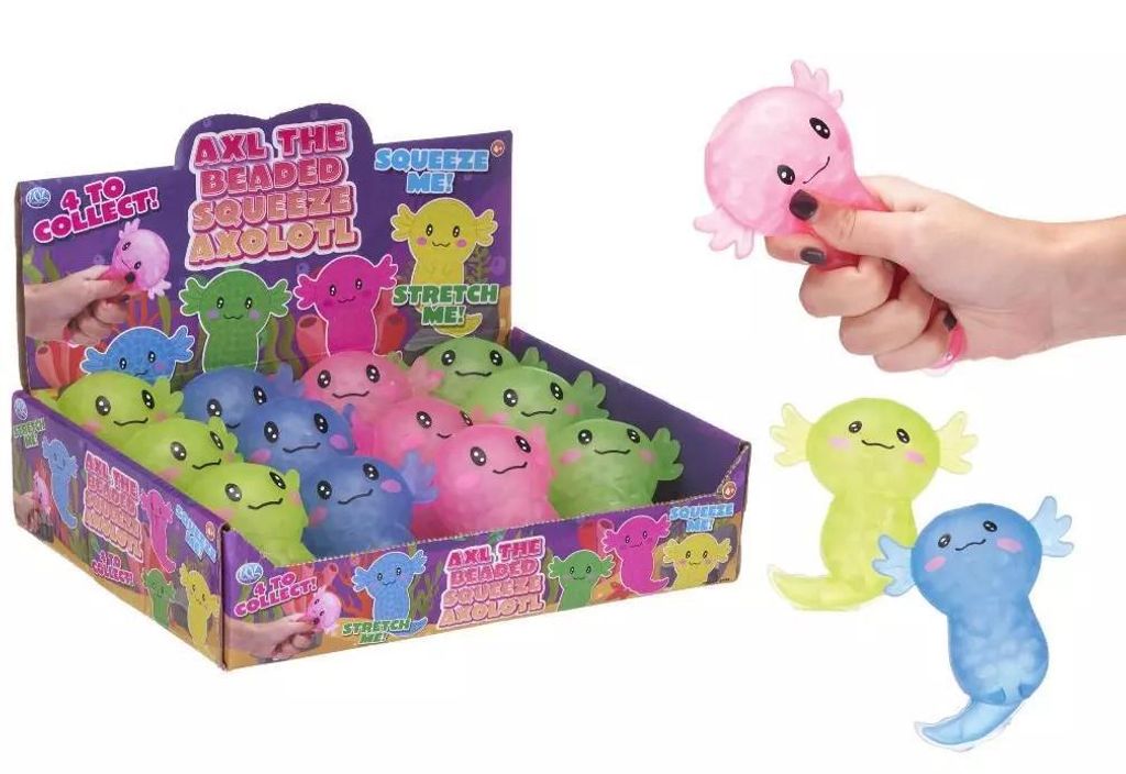 1 x Axl, der perlengefüllte, quetschbare Axolotl (Axl The Beaded Squeeze Squishy Axolotl), 1 aus 4 Varianten