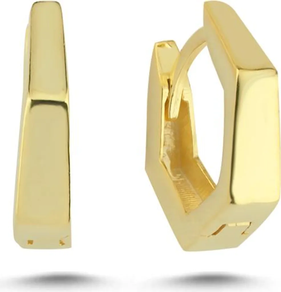 Boucles d'oreilles Pentagone Argent 925 Doré - Bijoux Géométriques Chic